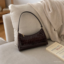 Mini Croc Embossed Shoulder Bag, Glossy Baguette Purse in 13 Colors