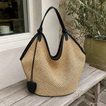 Large Woven Look Shoulder Tote Bag, Slouchy Hobo Purse in Black or Brown
