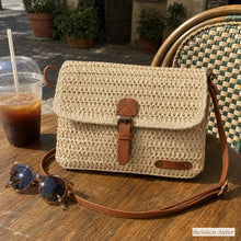 Sac bandoulière en paille tressée avec boucle, sac bohème d'été