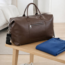 Large Vegan Leather Weekender Bag, Carry-On Duffel with Shoulder Strap