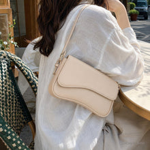 Vegan Leather Baguette Bag, Retro Shoulder Purse with Asymmetric Flap