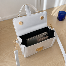 Small Textured Tote Bag with Top Handle and Crossbody Strap