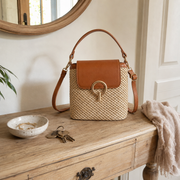 Straw Crossbody Bag for Women, Woven Summer Shoulder Purse with Flap