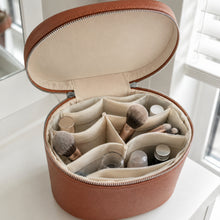 Vegan Leather Makeup Organizer, Large Travel Cosmetic Case with Removable Dividers