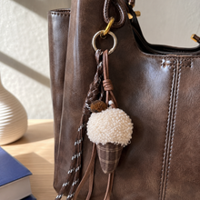 Large Vegan Leather Work Tote with Side Pockets and Optional Pompom Charm