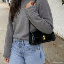 Sac baguette brillant en cuir vegan, sac à épaule Y2K à rabat pour femme