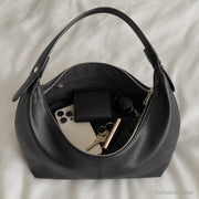 Dumpling Shoulder Bag, Textured Crescent Underarm Purse in Five Colors | capacity black | SheSelects Atelier