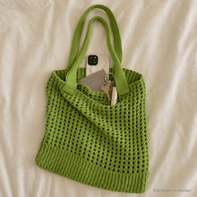 Große Lochstrick-Schultertasche, farbenfrohe Crochet-Markttasche für Damen