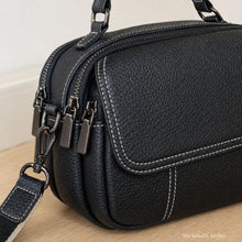 Sac bandoulière en cuir véritable multi-poches avec poignée supérieure