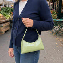 Mini Croc Embossed Shoulder Bag, Glossy Baguette Purse in 13 Colors