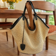 Large Woven Look Shoulder Tote Bag, Slouchy Hobo Purse in Black or Brown