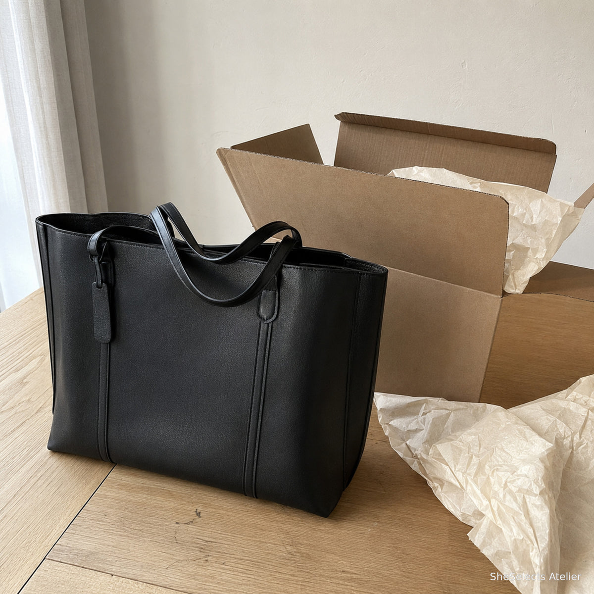Off white everyday tote bag presented as a thoughtful gift at home