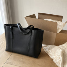 Large Vegan Leather Work Tote Bag with Zipper Divider, Structured Everyday Shoulder Purse