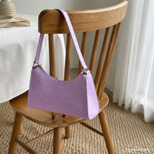 Mini Croc Embossed Shoulder Bag, Glossy Baguette Purse in 13 Colors