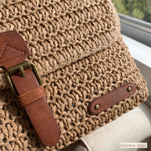 Sac bandoulière en paille tressée avec boucle, sac bohème d'été