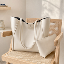 Grand cabas en cuir vegan avec pochette assortie pour travail et voyage