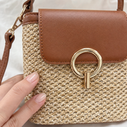 Straw Crossbody Bag for Women, Woven Summer Shoulder Purse with Flap