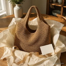 Große Stroh-Hobo-Tasche, weicher gewebter Schulter-Shopper für den Sommer