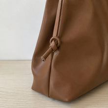 Soft Vegan Leather Tote Bag, Slouchy Shoulder Purse with Side Ties