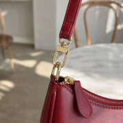 Minimalist Crescent Shoulder Bag, Small Vegan Leather Purse with Gold Chain Detail | hardware red | SheSelects Atelier