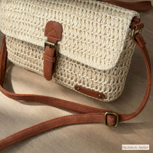 Sac bandoulière en paille tressée avec boucle, sac bohème d'été