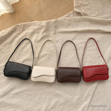 Vegan Leather Baguette Bag, Retro Shoulder Purse with Asymmetric Flap