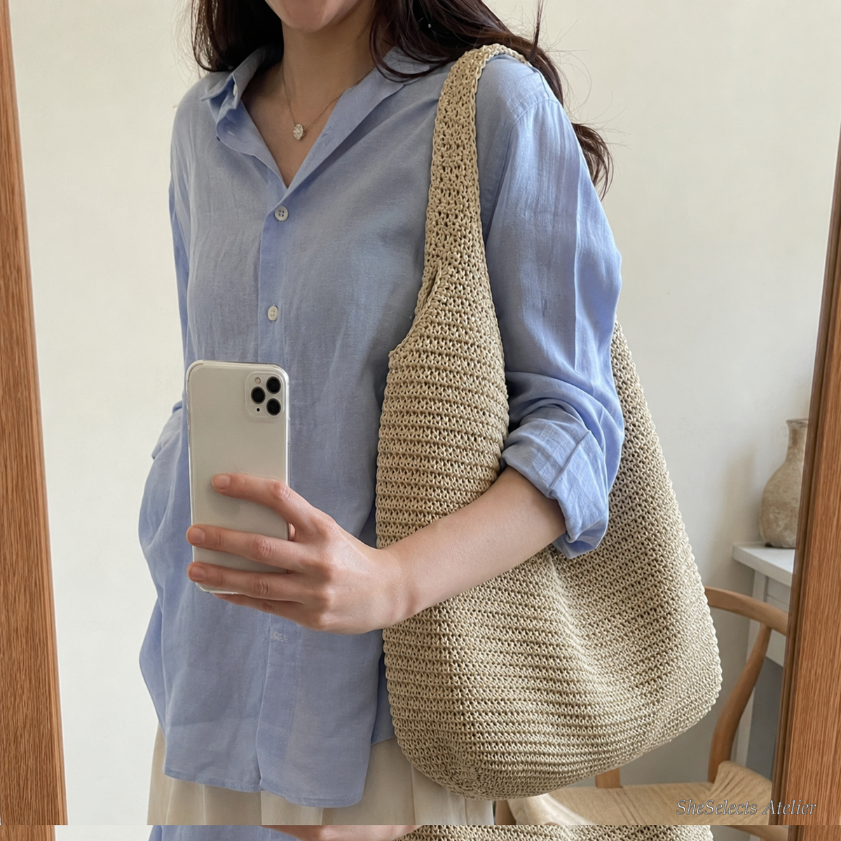 Large straw hobo bag size reference