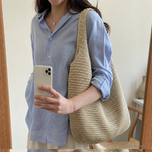 Große Stroh-Hobo-Tasche, weicher gewebter Schulter-Shopper für den Sommer