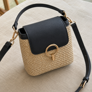 Straw Crossbody Bag for Women, Woven Summer Shoulder Purse with Flap