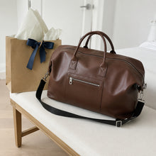 Large Vegan Leather Weekender Bag, Carry-On Duffel with Shoulder Strap