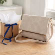 Vegan Leather Envelope Crossbody Bag, Vintage Foldover Zipper Purse