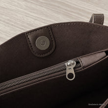 Large Vegan Leather Work Tote Bag with Zipper Divider, Structured Everyday Shoulder Purse