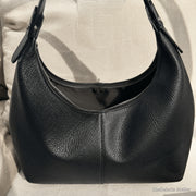Dumpling Shoulder Bag, Textured Crescent Underarm Purse in Five Colors | zipper black | SheSelects Atelier