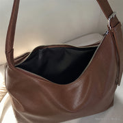Soft Vegan Leather Hobo Bag, Large Everyday Shoulder Purse for Women | zipper brown | SheSelects Atelier