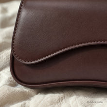 Vegan Leather Baguette Bag, Retro Shoulder Purse with Asymmetric Flap