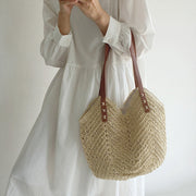Women’s Retro Straw Woven Tote Bag for Beach, Vacation & Summer Outfits