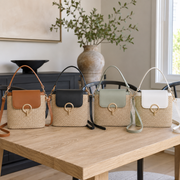Straw Crossbody Bag for Women, Woven Summer Shoulder Purse with Flap