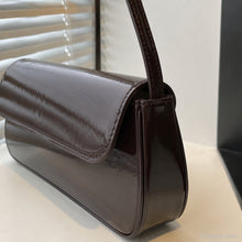 Sac baguette brillant en cuir vegan, sac à épaule Y2K à rabat pour femme