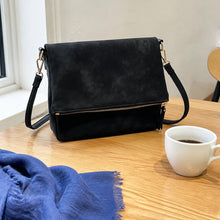 Vegan Leather Envelope Crossbody Bag, Vintage Foldover Zipper Purse