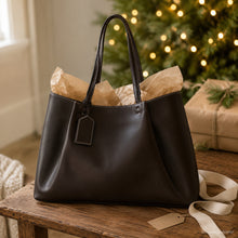 Large Vegan Leather Tote Bag, Structured Work and Travel Shoulder Purse for Women