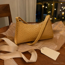 Mini Croc Embossed Shoulder Bag, Glossy Baguette Purse in 13 Colors