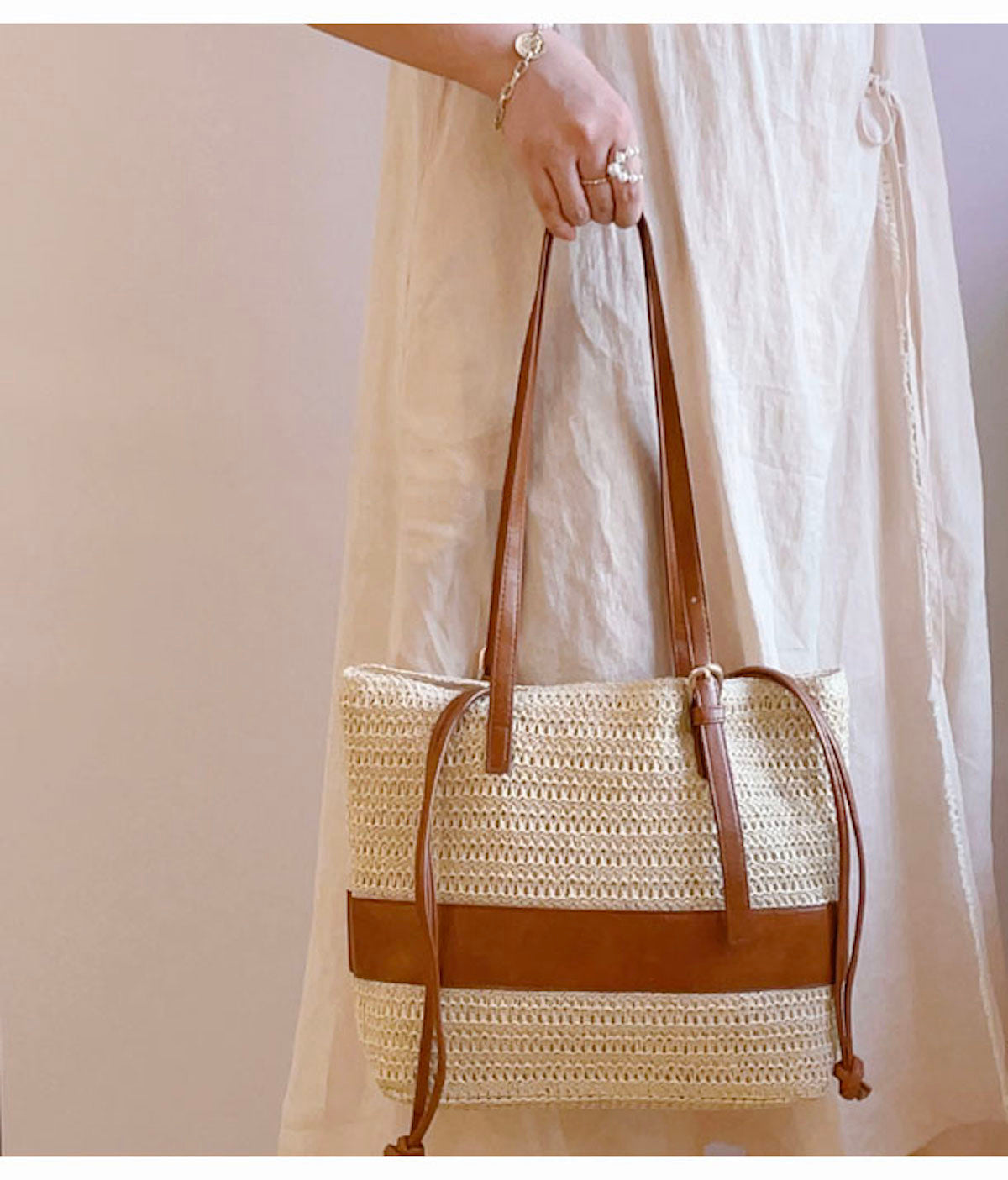 Women’s Straw Woven Tote Shoulder Bag for Beach, Vacation & Summer Outfits