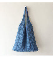 Women’s Retro Artsy Twist Cotton Knitted Shoulder Bag for Boho Everyday Style & Gifts