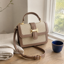 Small Textured Tote Bag with Top Handle and Crossbody Strap
