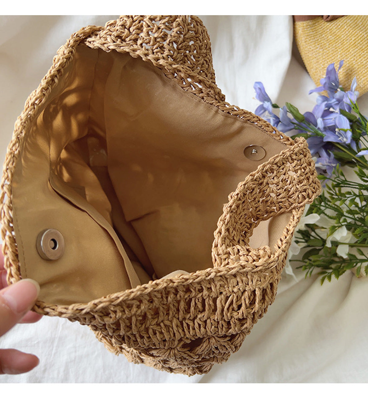 Women’s Patterned Straw Shoulder Bucket Bag for Beach, Vacation & Summer Outfits
