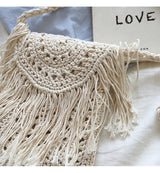 Women’s Crochet Cotton Small Boho Beach Bag with Tassels Tote Bag for Boho Everyday Style & Gifts
