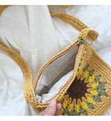 Women’s Handmade Crochet Sunflower Purse Crossbody Bag for Boho Everyday Style & Gifts