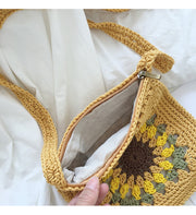 Women’s Handmade Crochet Sunflower Purse Crossbody Bag for Boho Everyday Style & Gifts