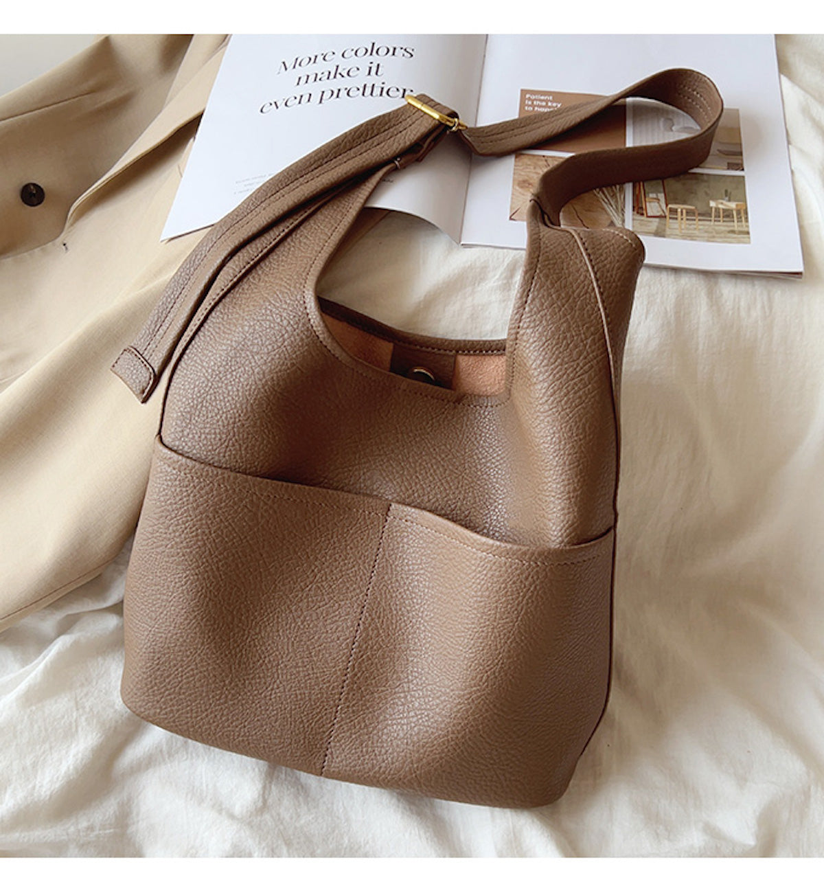 Women’s Simple Leather Tote Bag for Everyday City Outfits