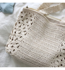 Crochet Cotton Retro Artsy Knitted Shoulder Women's Woven Bag for Boho Everyday Style & Gifts